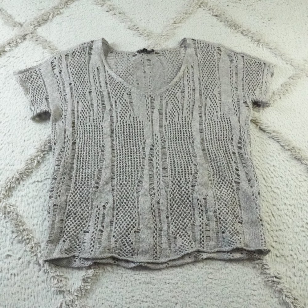 Eileen Fisher Open Knit Tank Top Womens Petite Medium Linen Blend